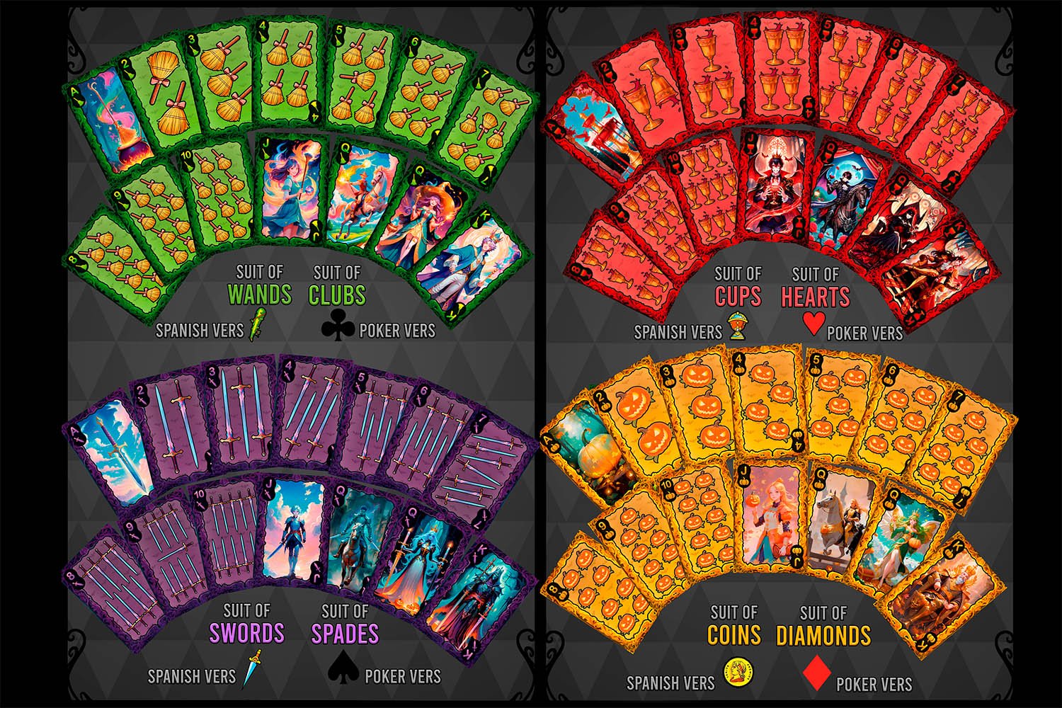 Juego de cartas Halloween con bordes brillantes