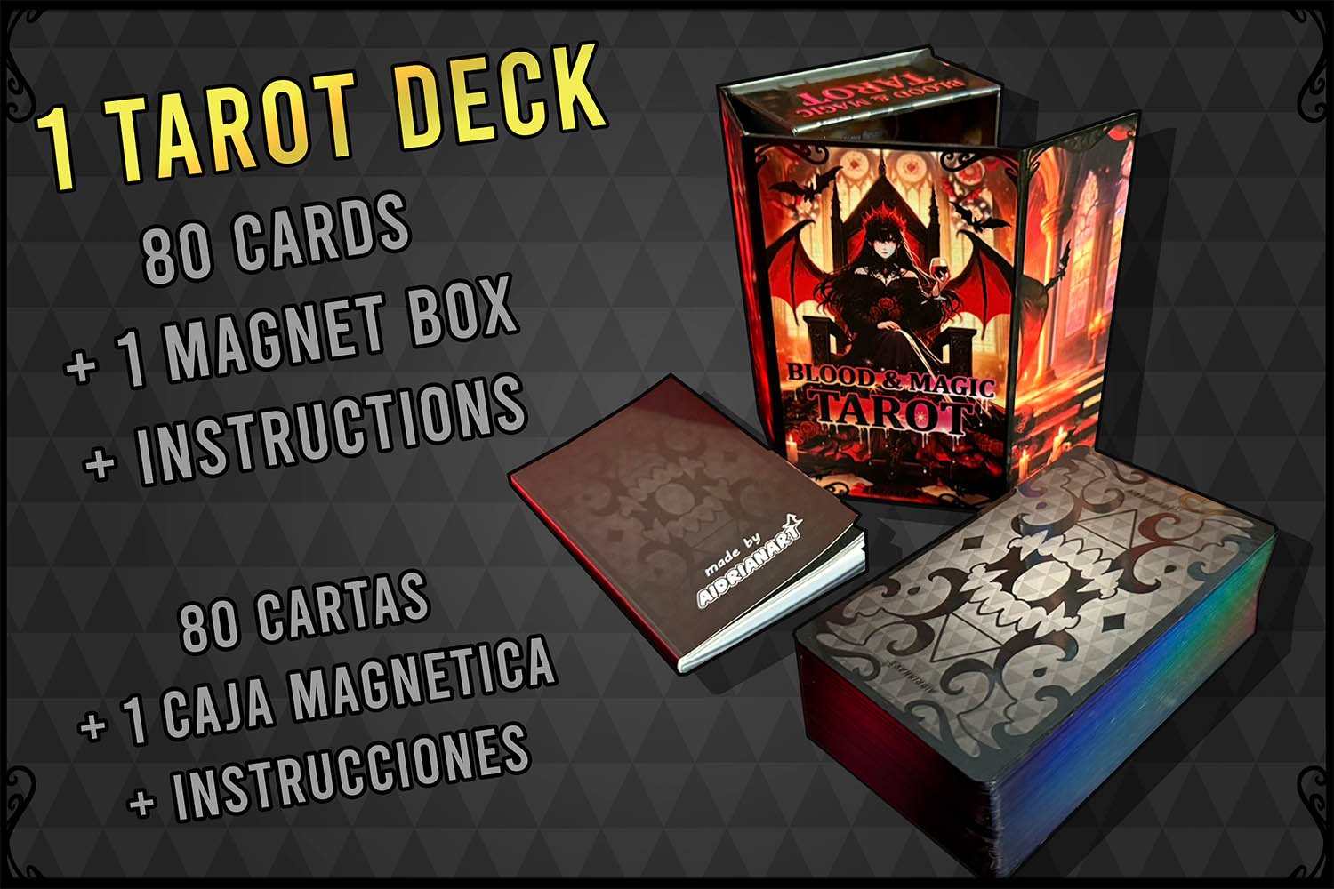 Tarot Blood & Magic con ilustraciones esotéricas v2